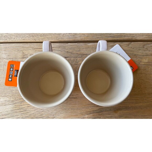 Le Creuset Stoneware Set of 2 Bistro Mug Giant Cappuccino 14 oz Shell Pink NEW - Picture 6 of 9